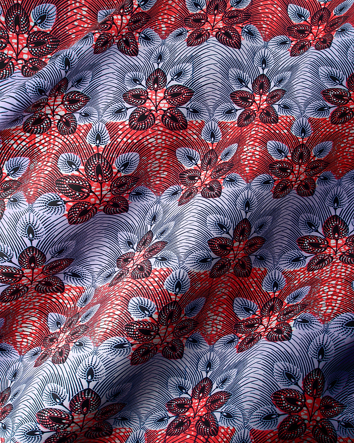 Vibrant red navy blue african wax hollandais vl03049.018