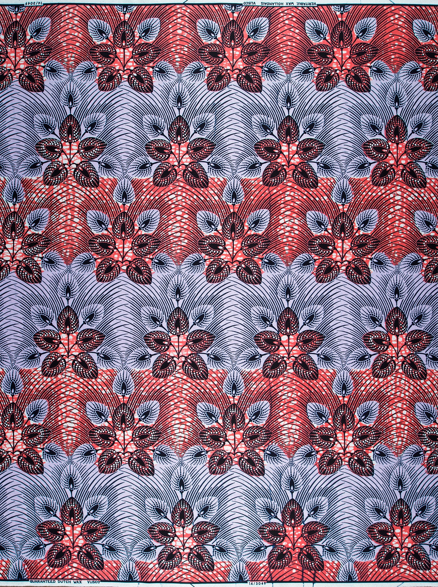 Red gray patterned african print wax hollandais vl03049.018
