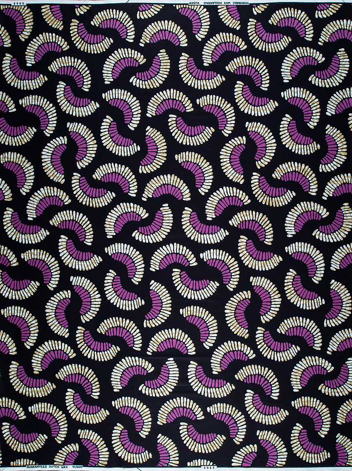 Black fabric pattern curved fan-like wax hollandais vl03065.025