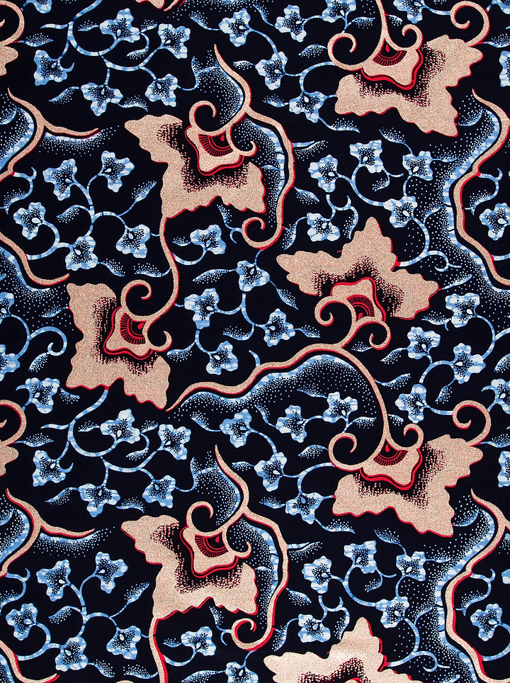 Dark blue batik fabric intricate wax hollandais vl03096.009