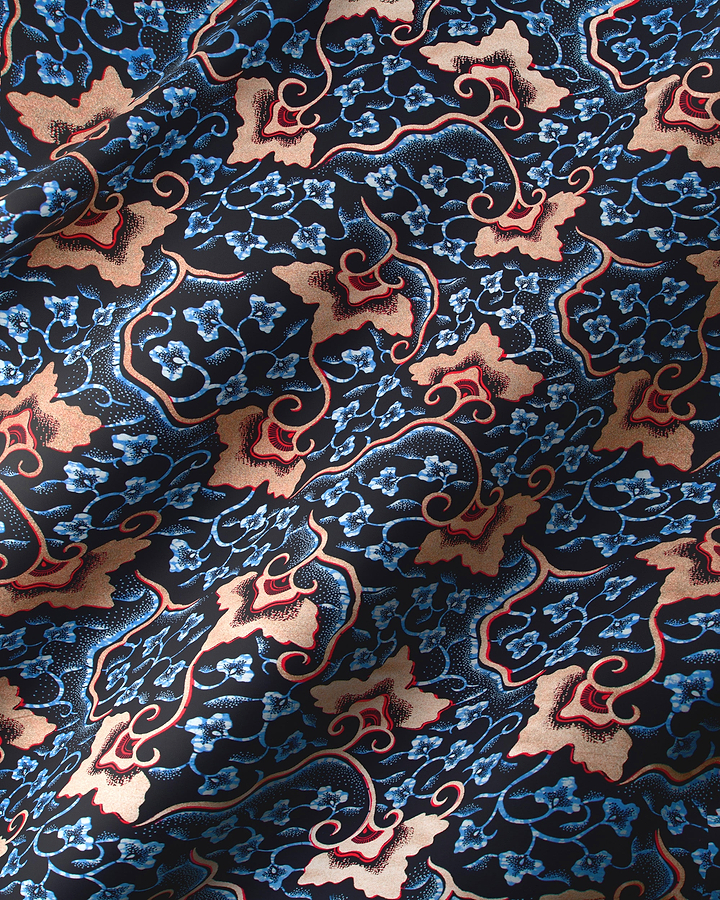 Dark blue fabric intricate pattern wax hollandais vl03096.009