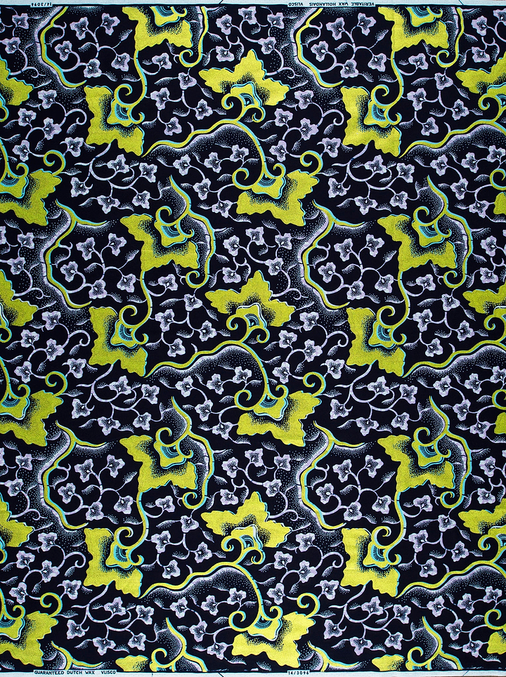 Vibrant yellow purple floral-patterned fabric wax hollandais vl03096.010