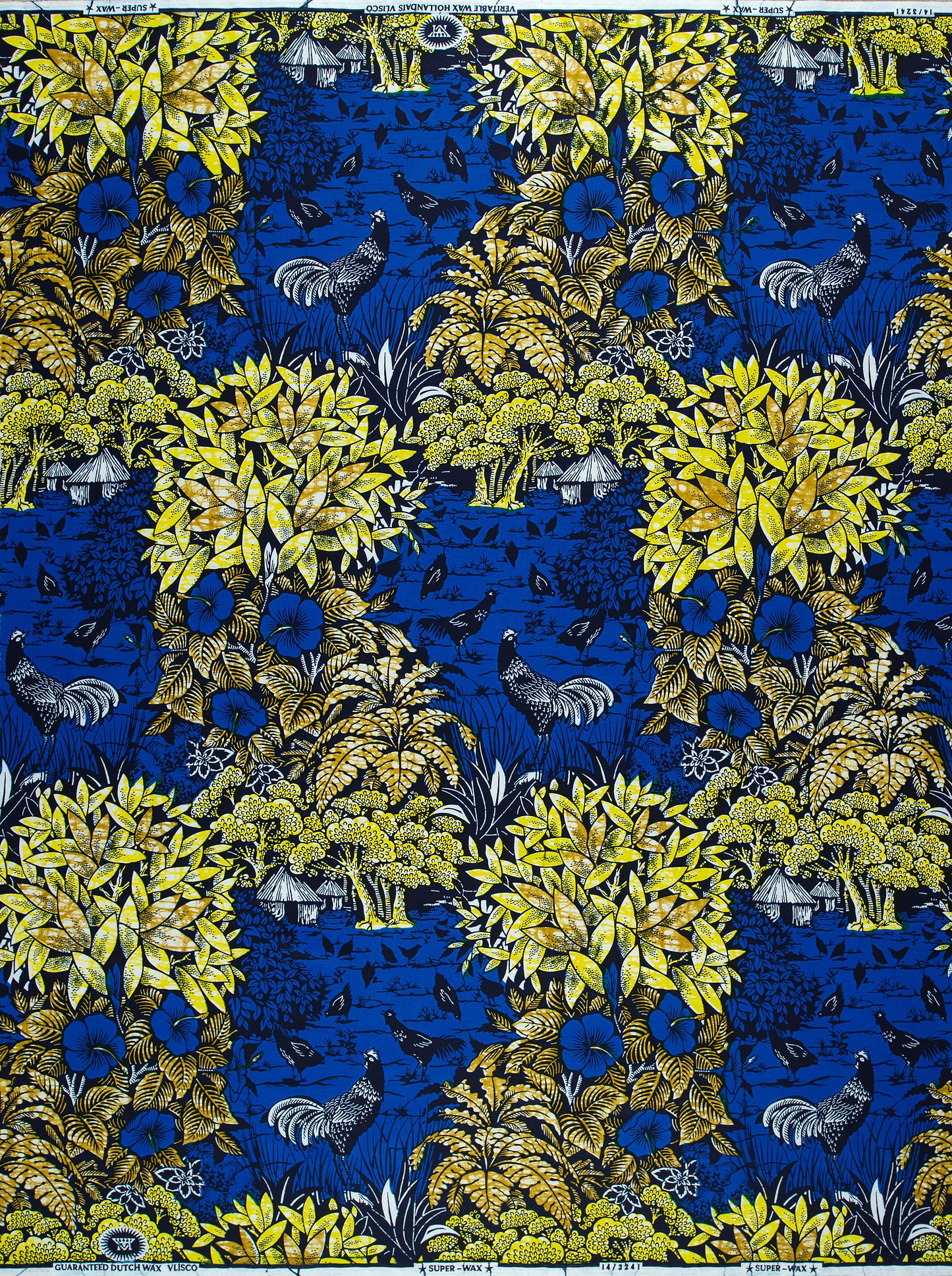 Vibrant blue fabric pattern yellow-green super-wax vl03241.158