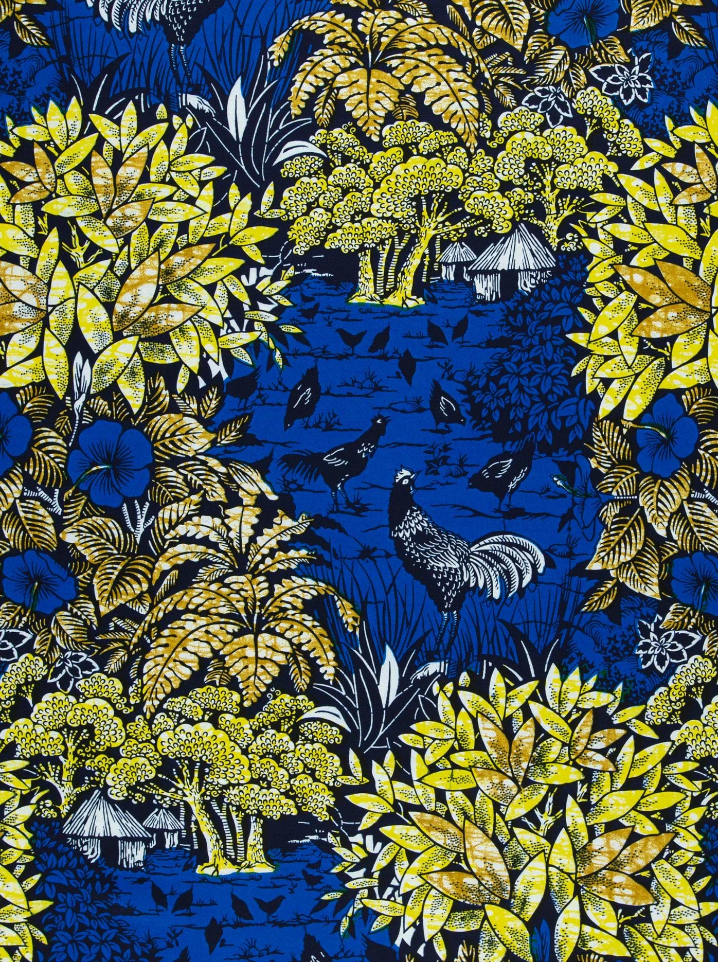 Vibrant blue yellow tropical print super-wax vl03241.158