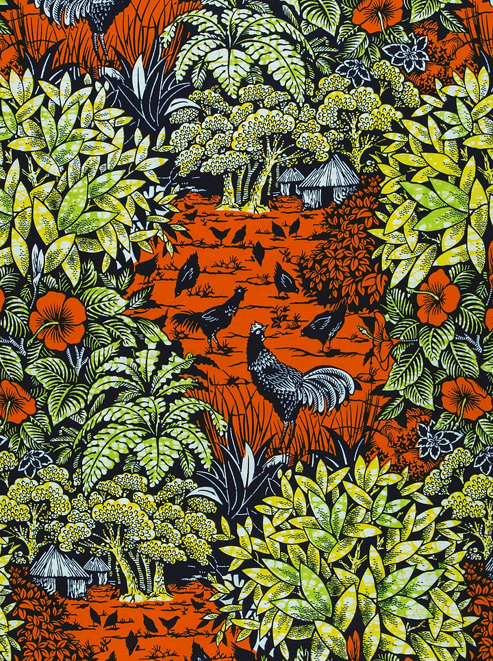 Vibrant orange green tropical print super-wax vl03241.173