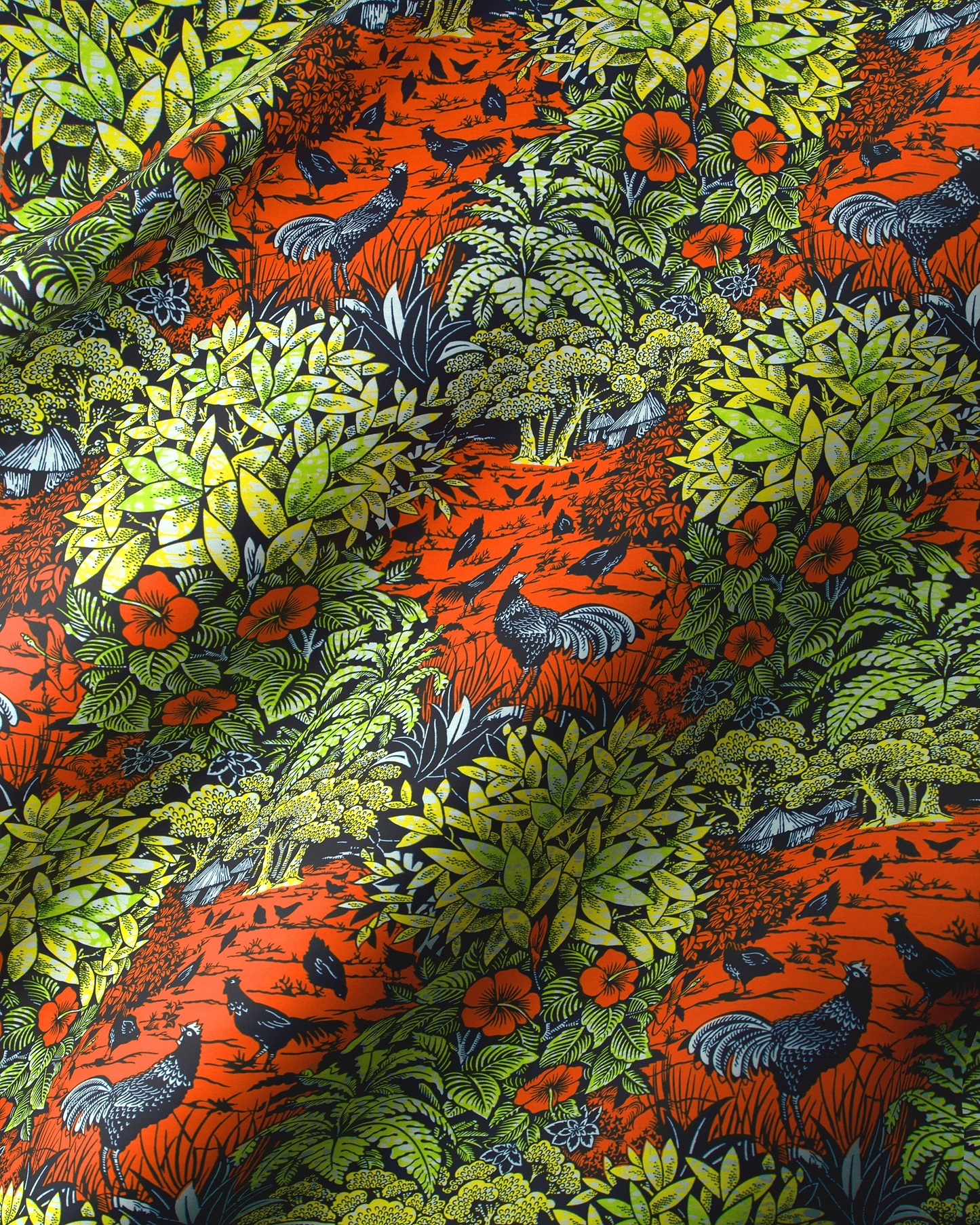 Vibrant orange fabric dense illustrated super-wax vl03241.173