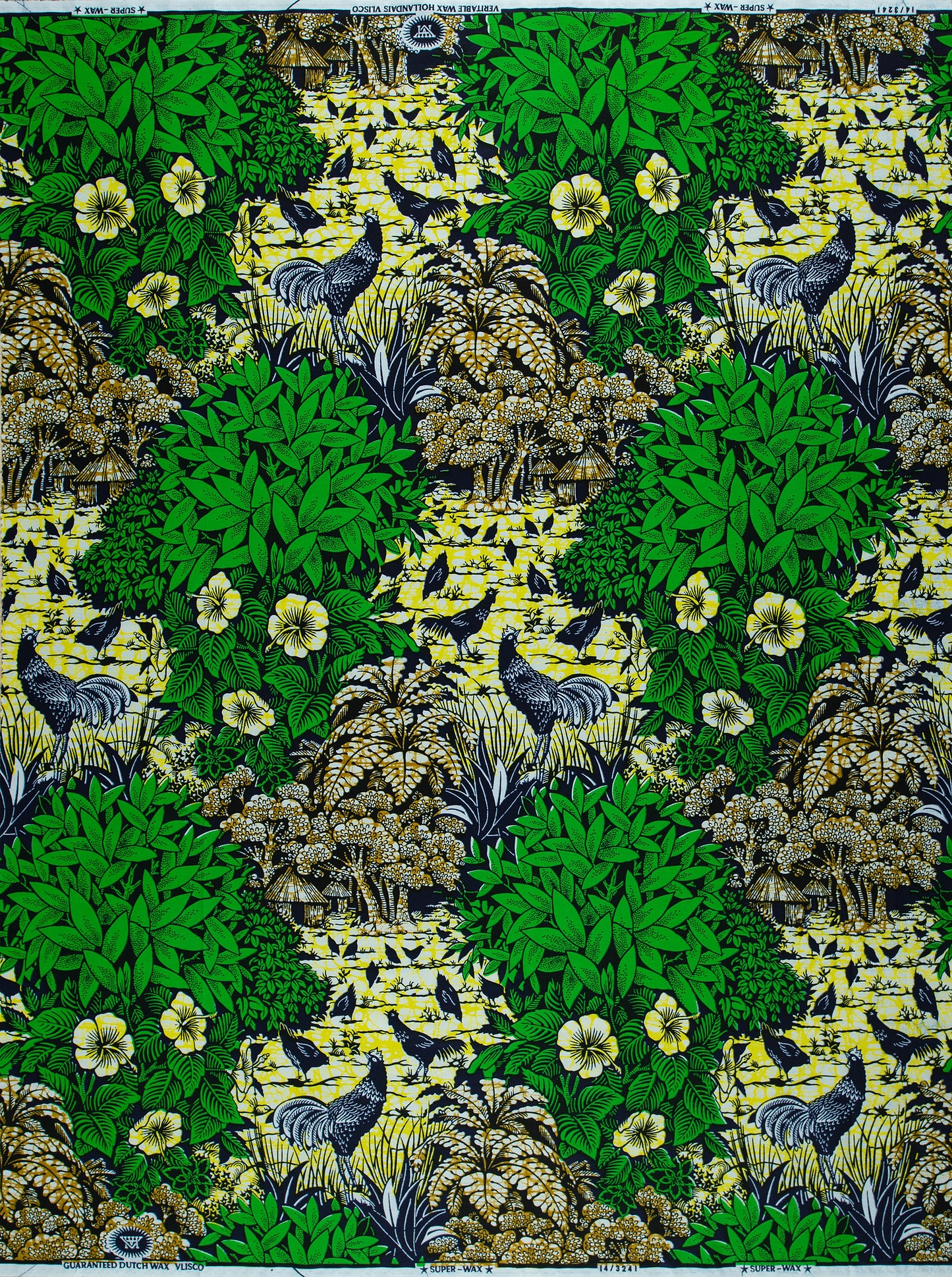 Vibrant green yellow patterned fabric super-wax vl03241.207