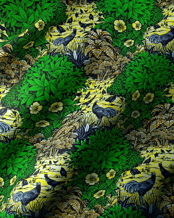 Vibrant yellow green patterned fabric super-wax vl03241.207