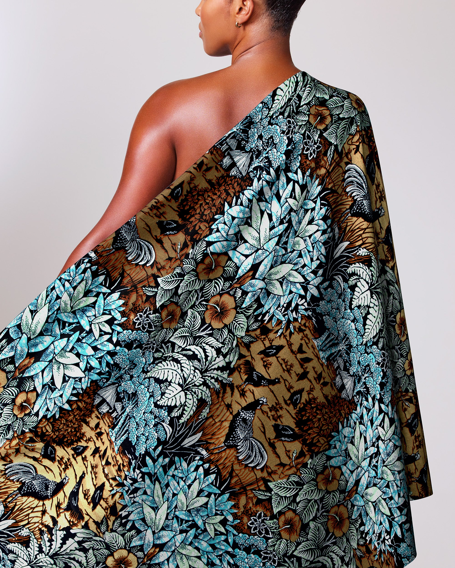 Vibrant one-shoulder wrap dress rich super-wax vl03241.291