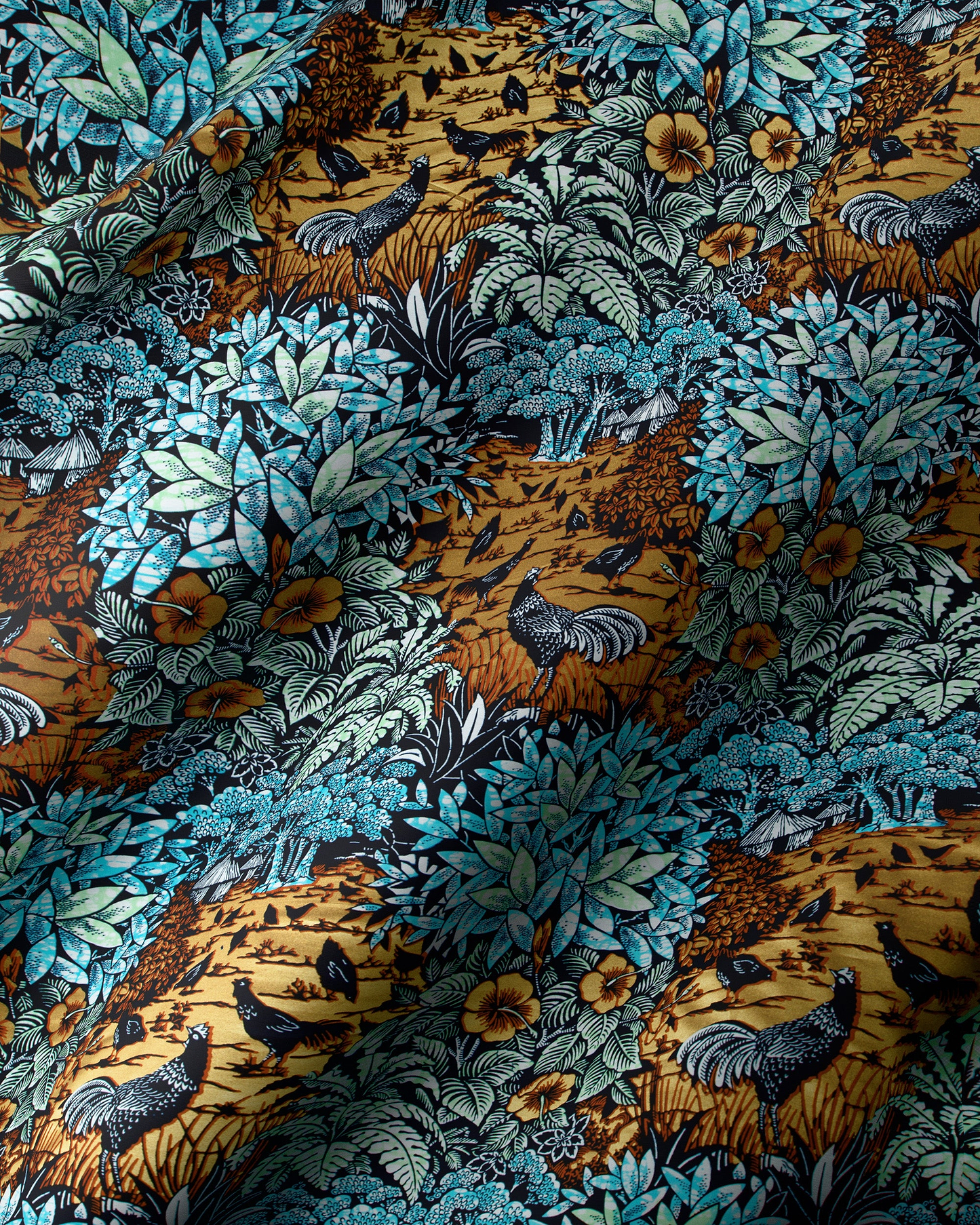 Vibrant mustard-yellow fabric detailed botanical super-wax vl03241.291
