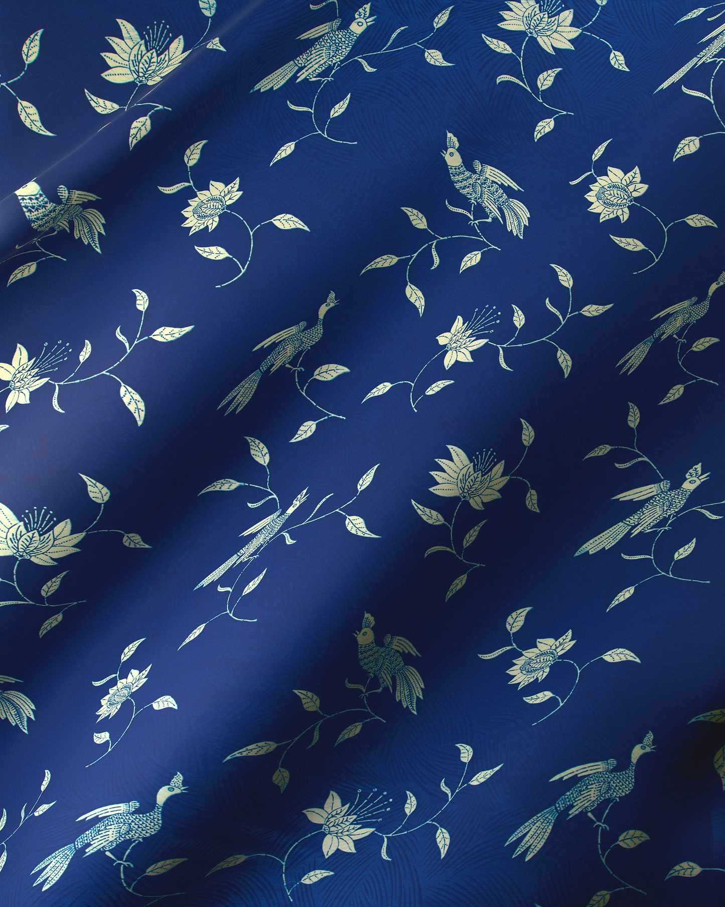 Deep blue silk fabric adorned wax hollandais vl03366.020