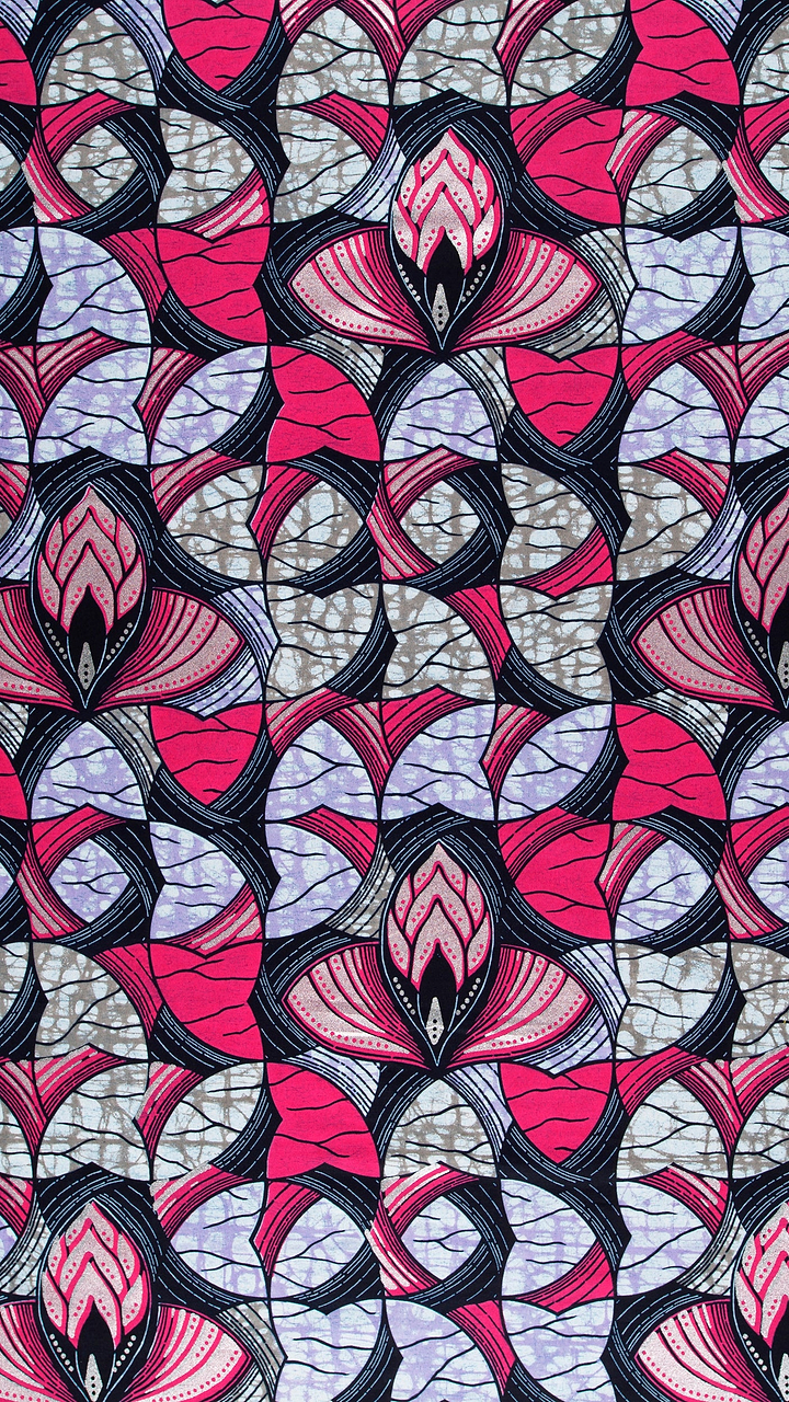Vibrant pink lavender floral-patterned fabric super-wax vl03491.012