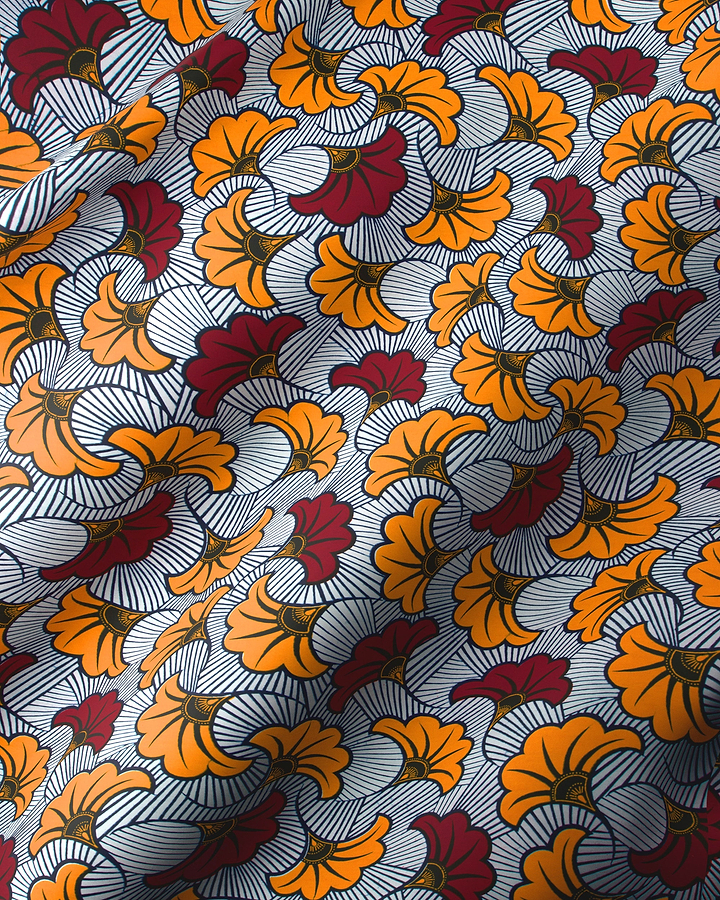 Vibrant orange deep red floral-patterned wax hollandais vl03541.225