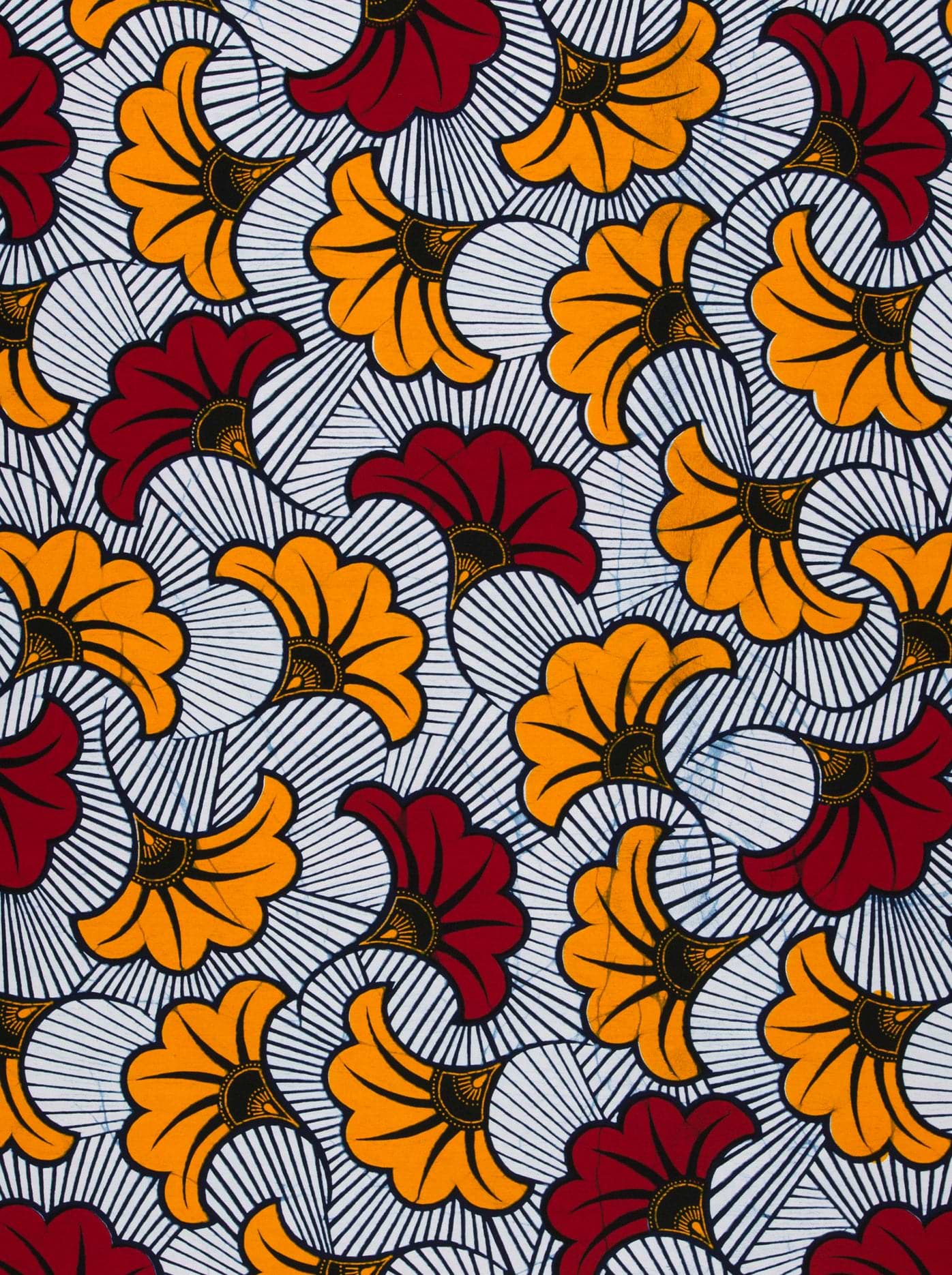 Vibrant orange deep red floral-patterned wax hollandais vl03541.226