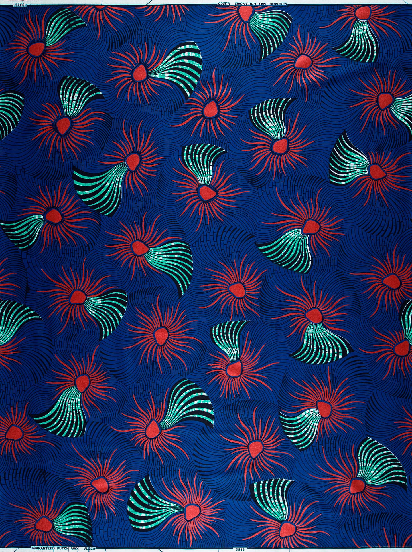 Vibrant blue african print fabric wax hollandais vl03586.122