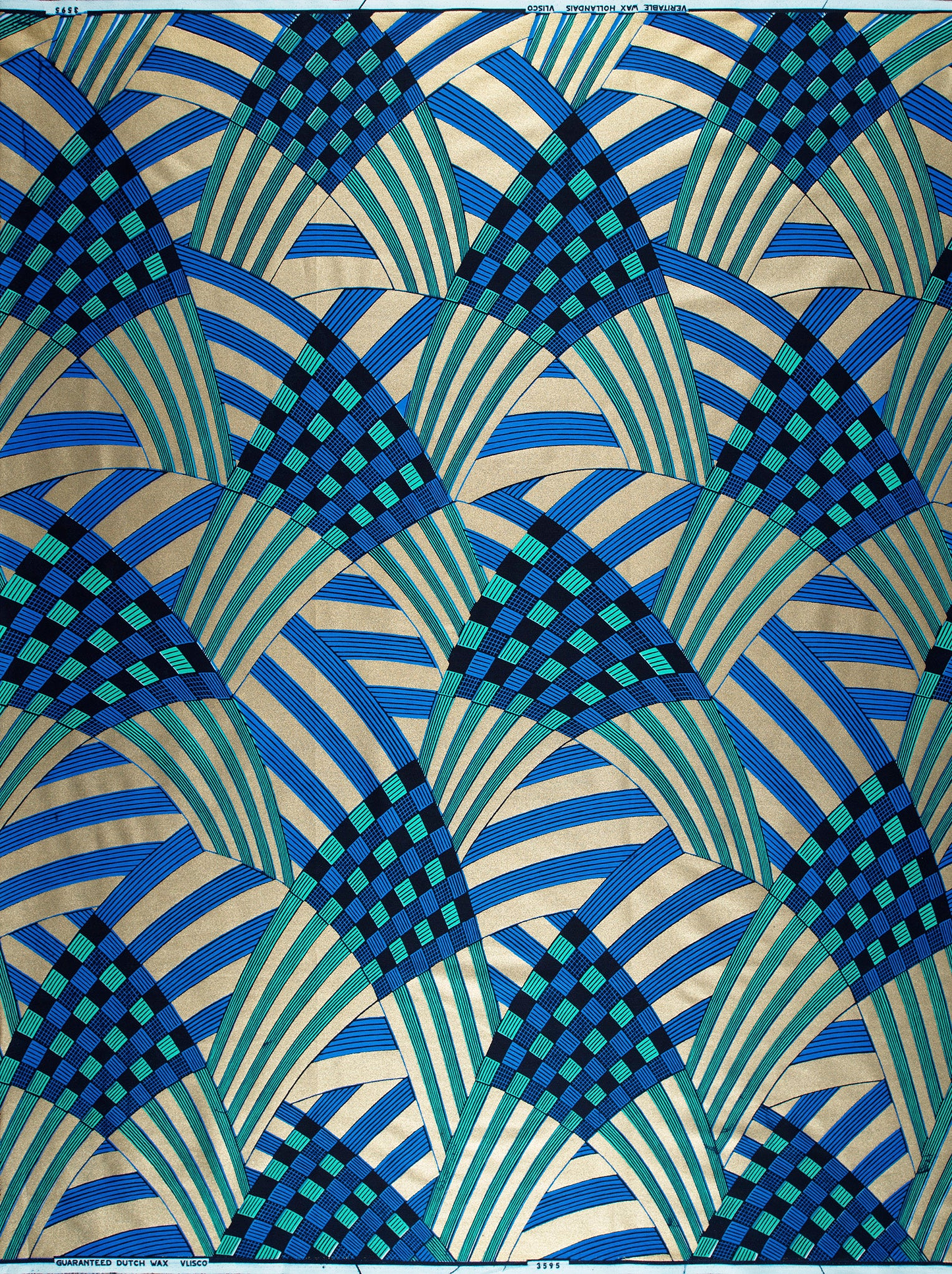 Blue teal geometric patterned fabric wax hollandais vl03595.040
