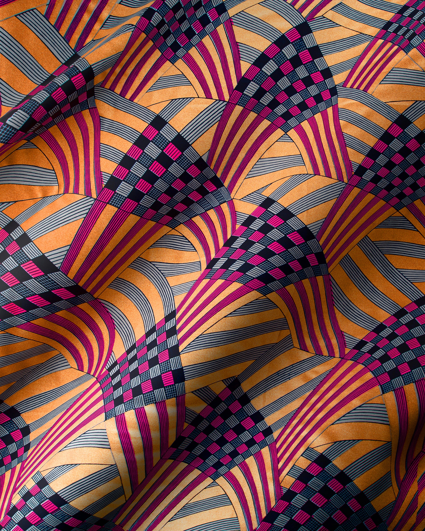 Vibrant orange fabric bold geometric wax hollandais vl03595.041