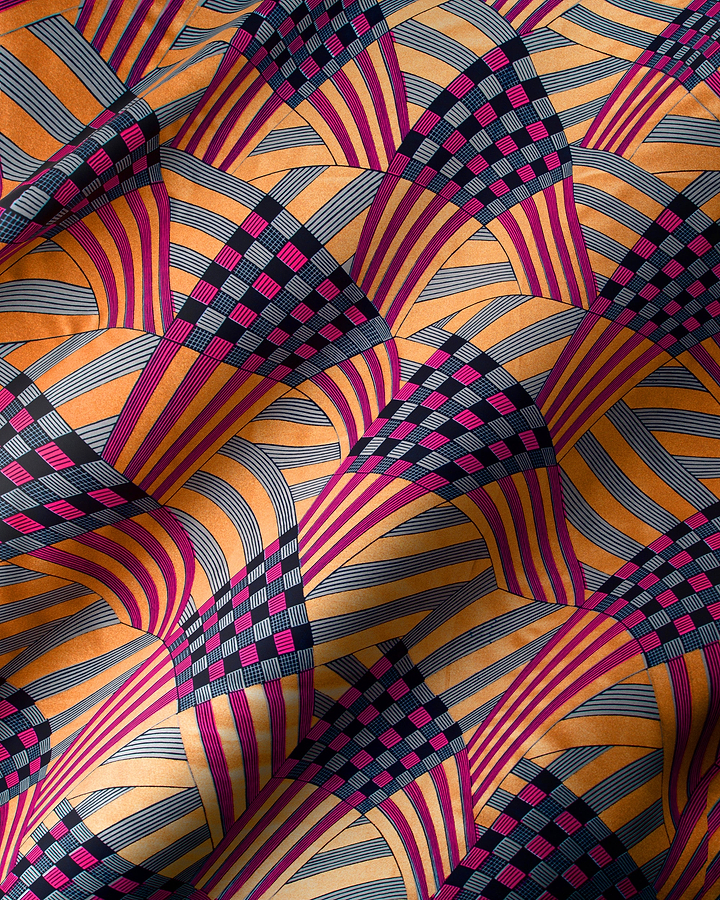 Vibrant orange fabric bold geometric wax hollandais vl03595.041