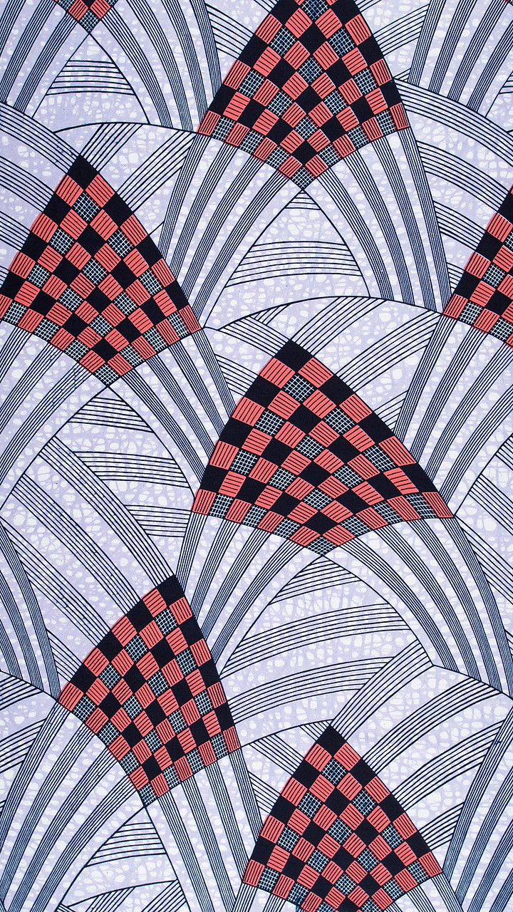 Red black checkered triangular patterns wax hollandais vl03595.042