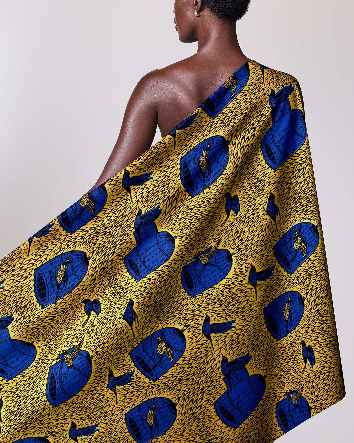 Vibrant yellow blue patterned fabric wax hollandais vl03610.052