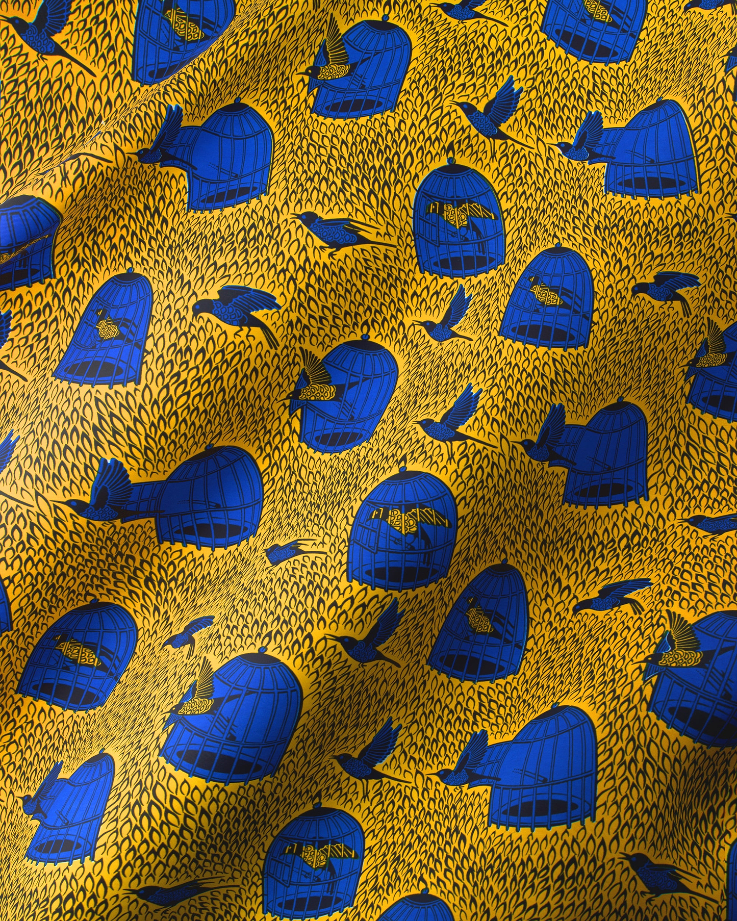 Vibrant yellow fabric pattern deep wax hollandais vl03610.052