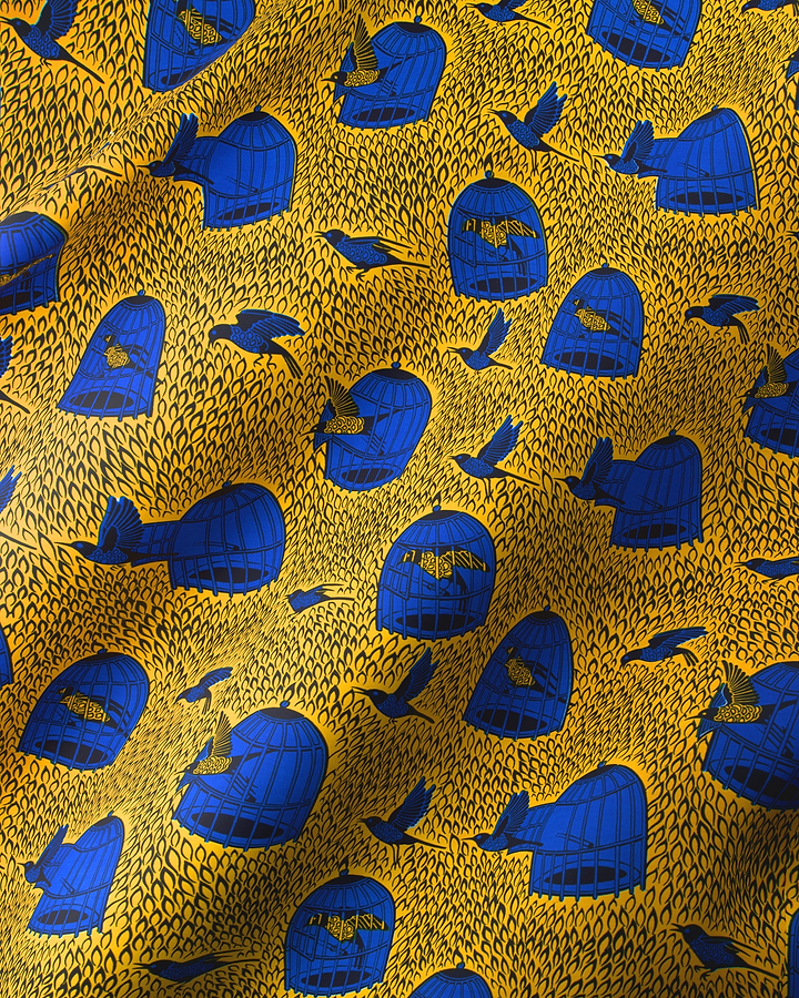 Vibrant yellow fabric pattern deep wax hollandais vl03610.052