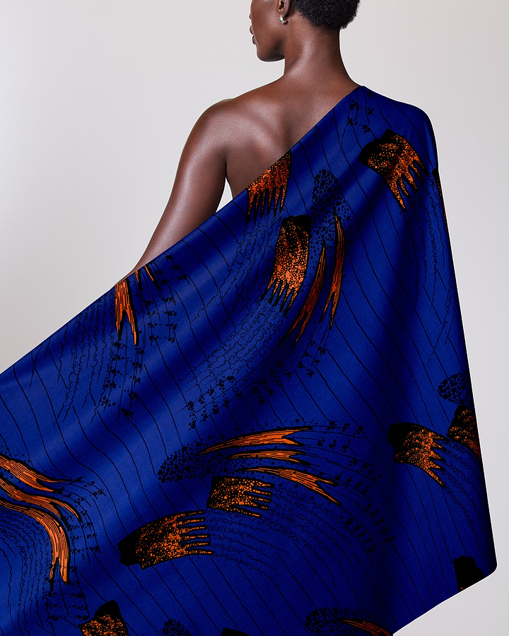 Vibrant royal blue wrap dress wax hollandais vl03635.084