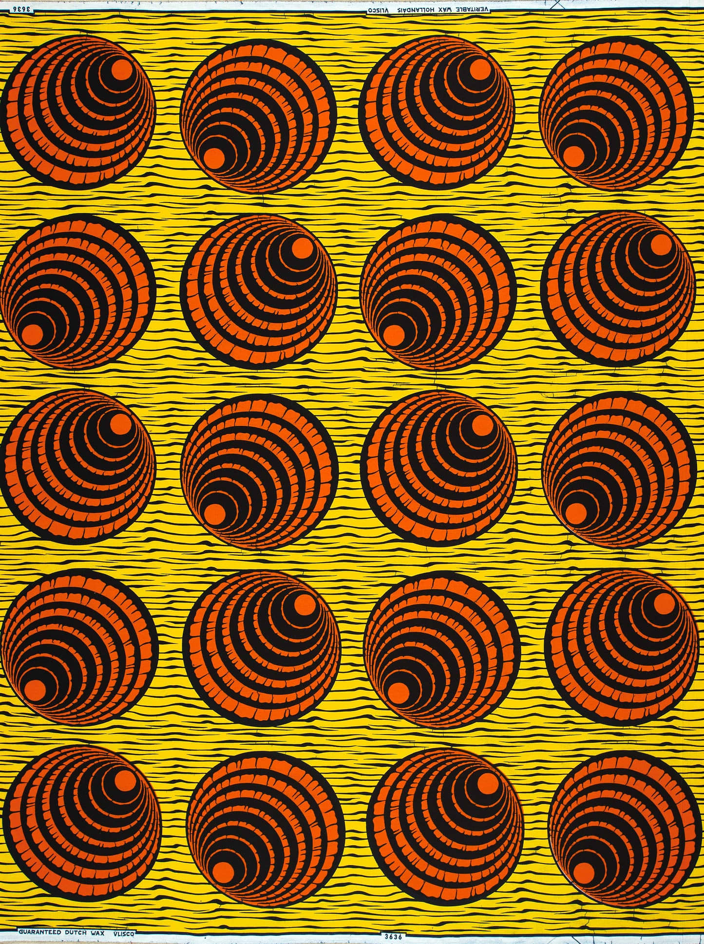 Vibrant orange black concentric circle wax hollandais vl03636.140