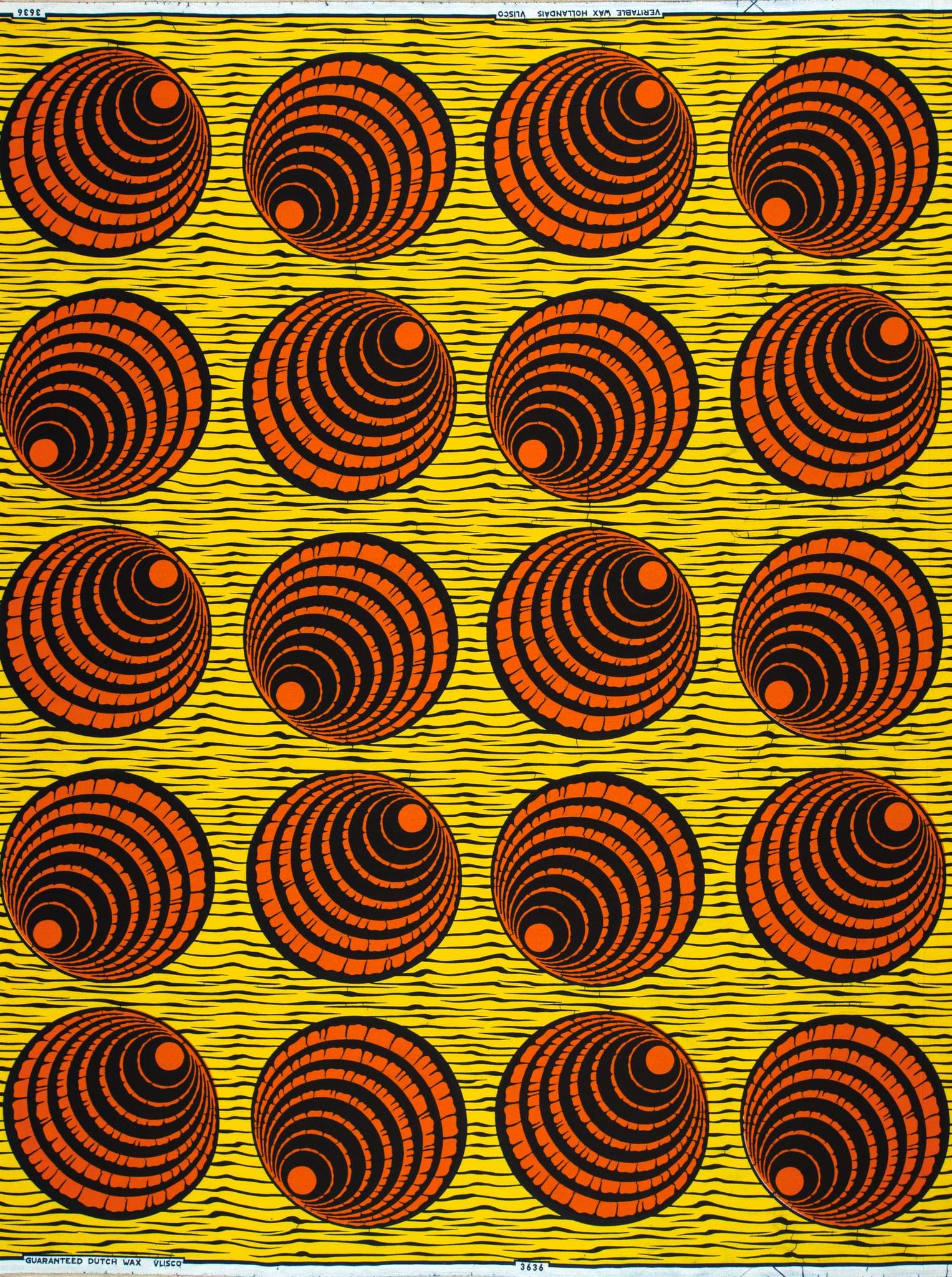 Vibrant orange black concentric circle wax hollandais vl03636.140