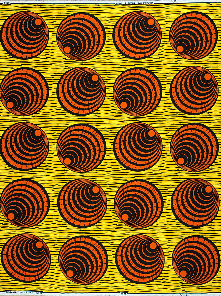 Vibrant orange black concentric circle wax hollandais vl03636.140