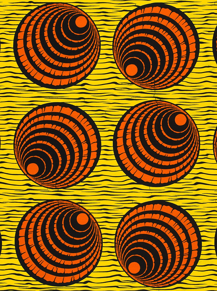 Vibrant orange black concentric circle wax hollandais vl03636.140