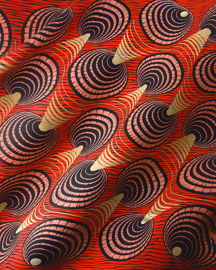 Vibrant red fabric bold black wax hollandais vl03636.193