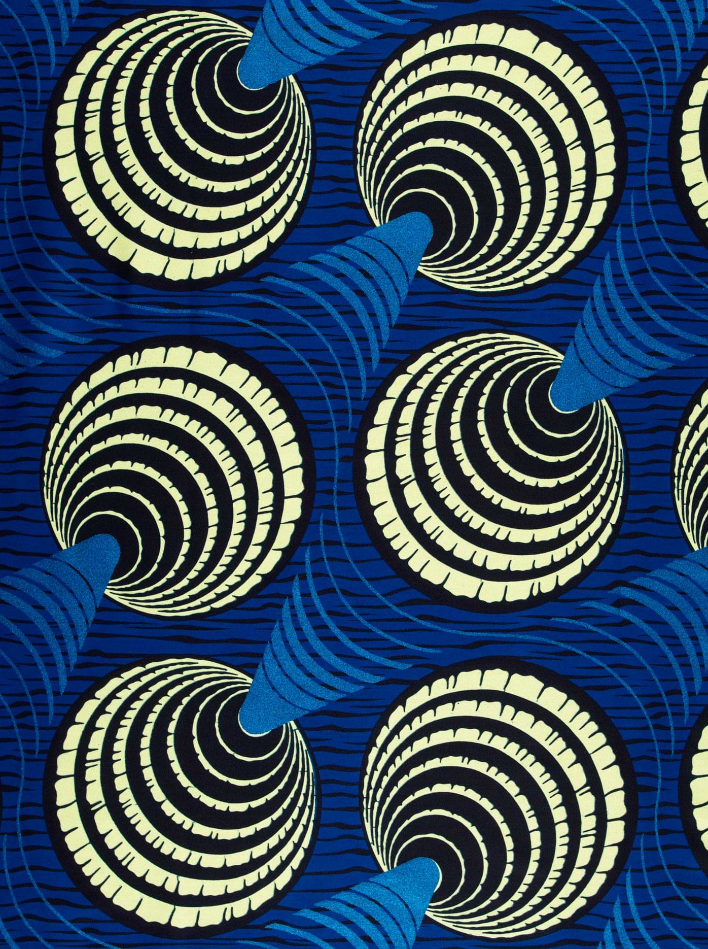 Vibrant blue fabric bold spiral wax hollandais vl03636.194