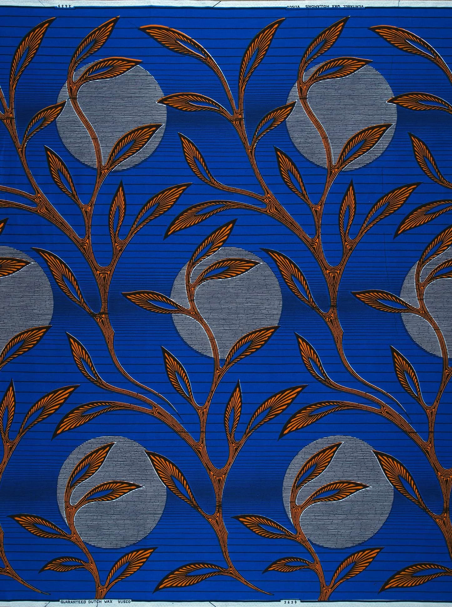 Blue fabric brown branches gray wax hollandais vl03639.212