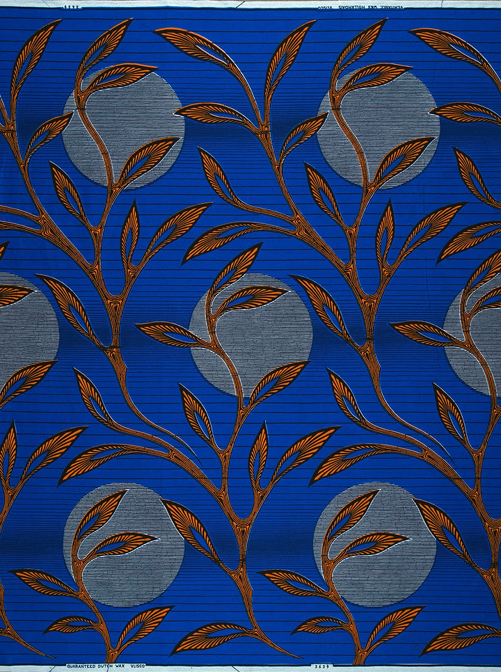 Blue fabric brown branches gray wax hollandais vl03639.212