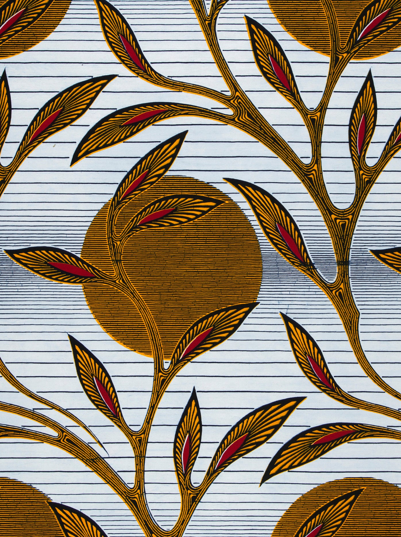Brown red leafy branch pattern wax hollandais vl03639.215