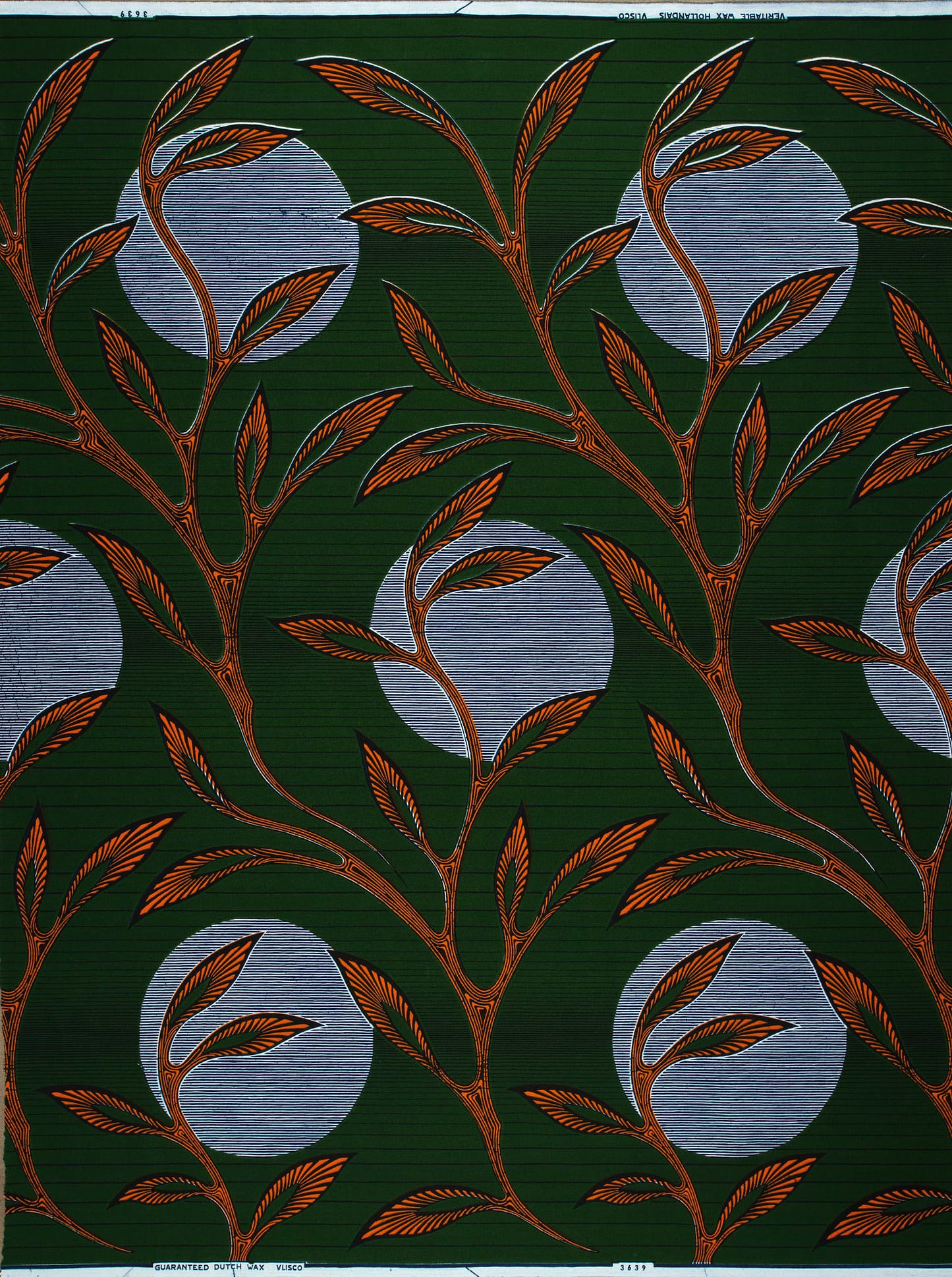 Dark green fabric pattern brown wax hollandais vl03639.217