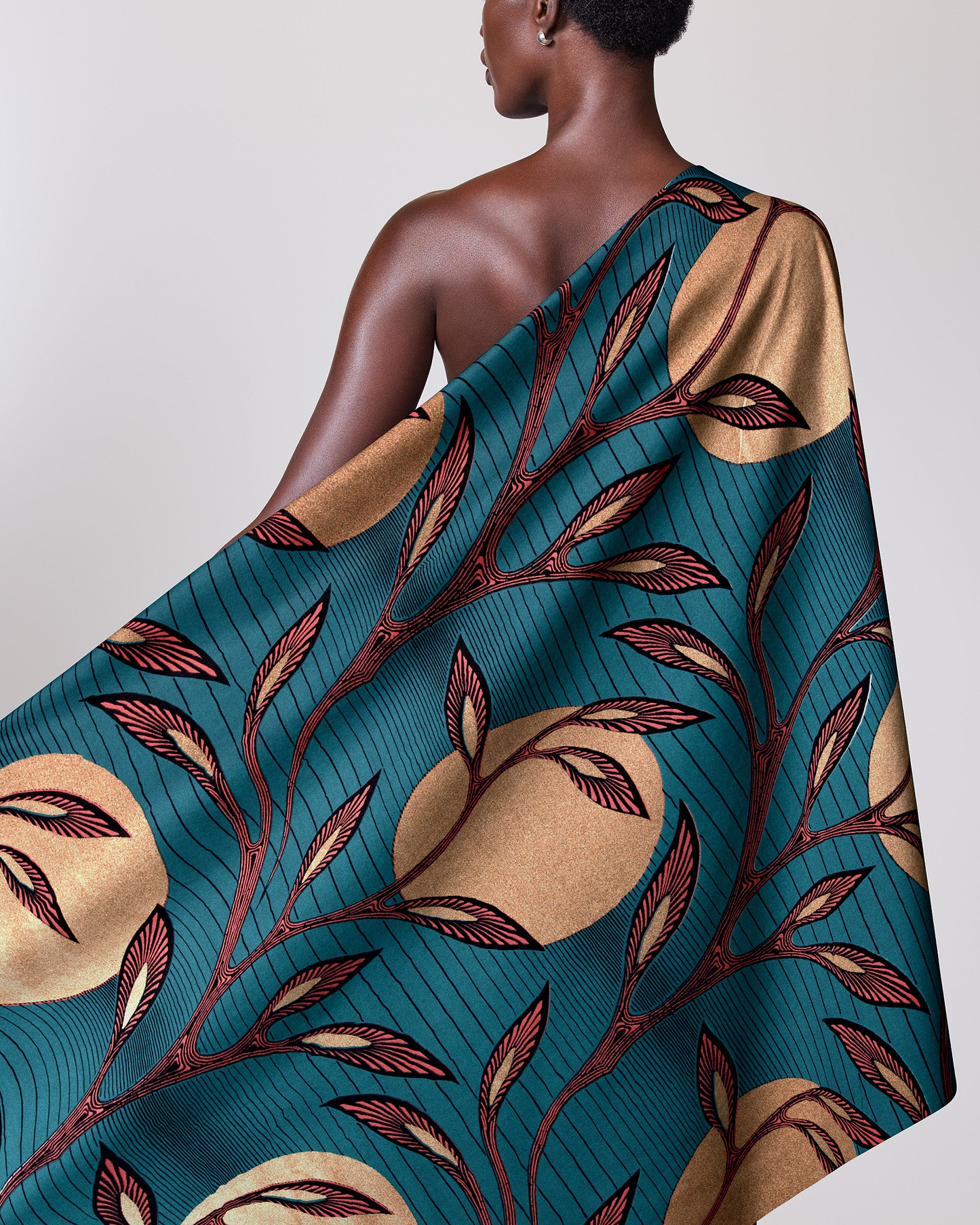 Vibrant teal gold patterned fabric wax hollandais vl03639.252