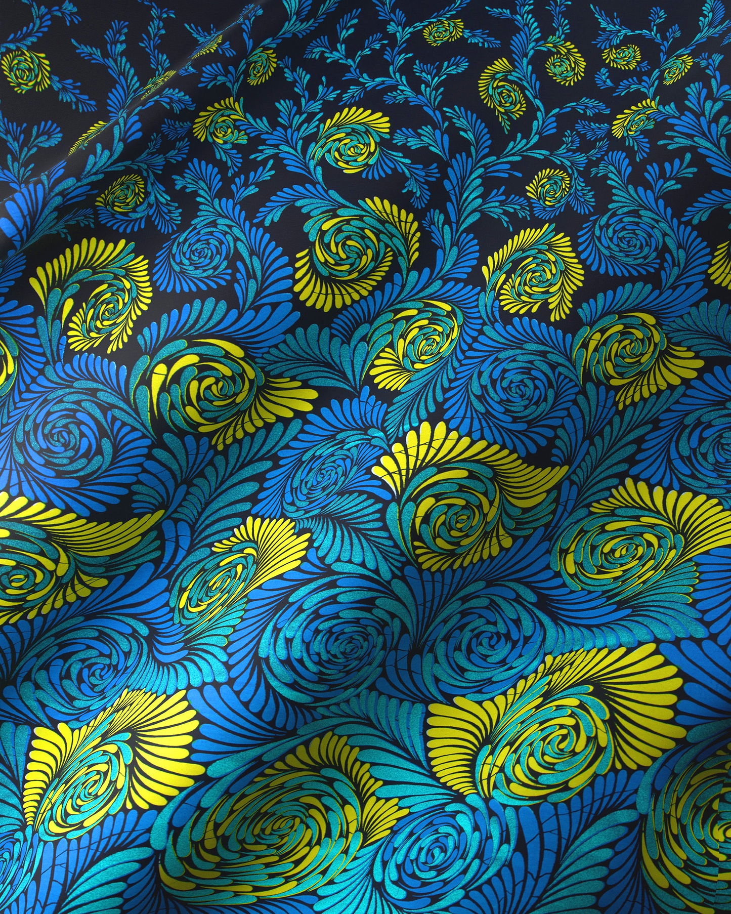 Vibrant blue yellow floral fabric wax hollandais vl03674.011