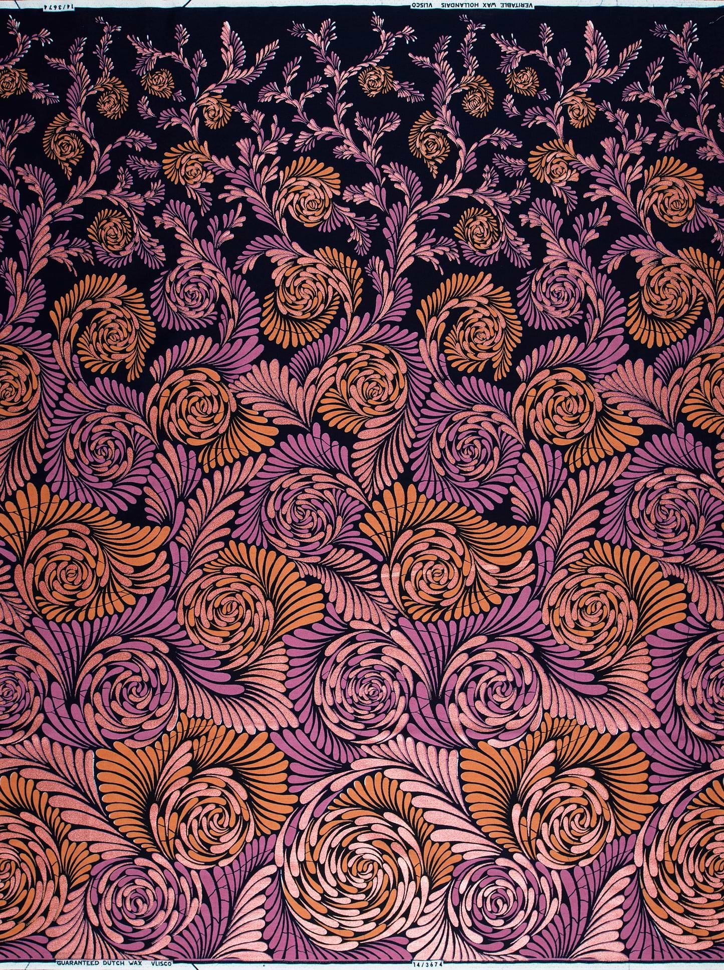 Vibrant purple orange floral-patterned fabric wax hollandais vl03674.012