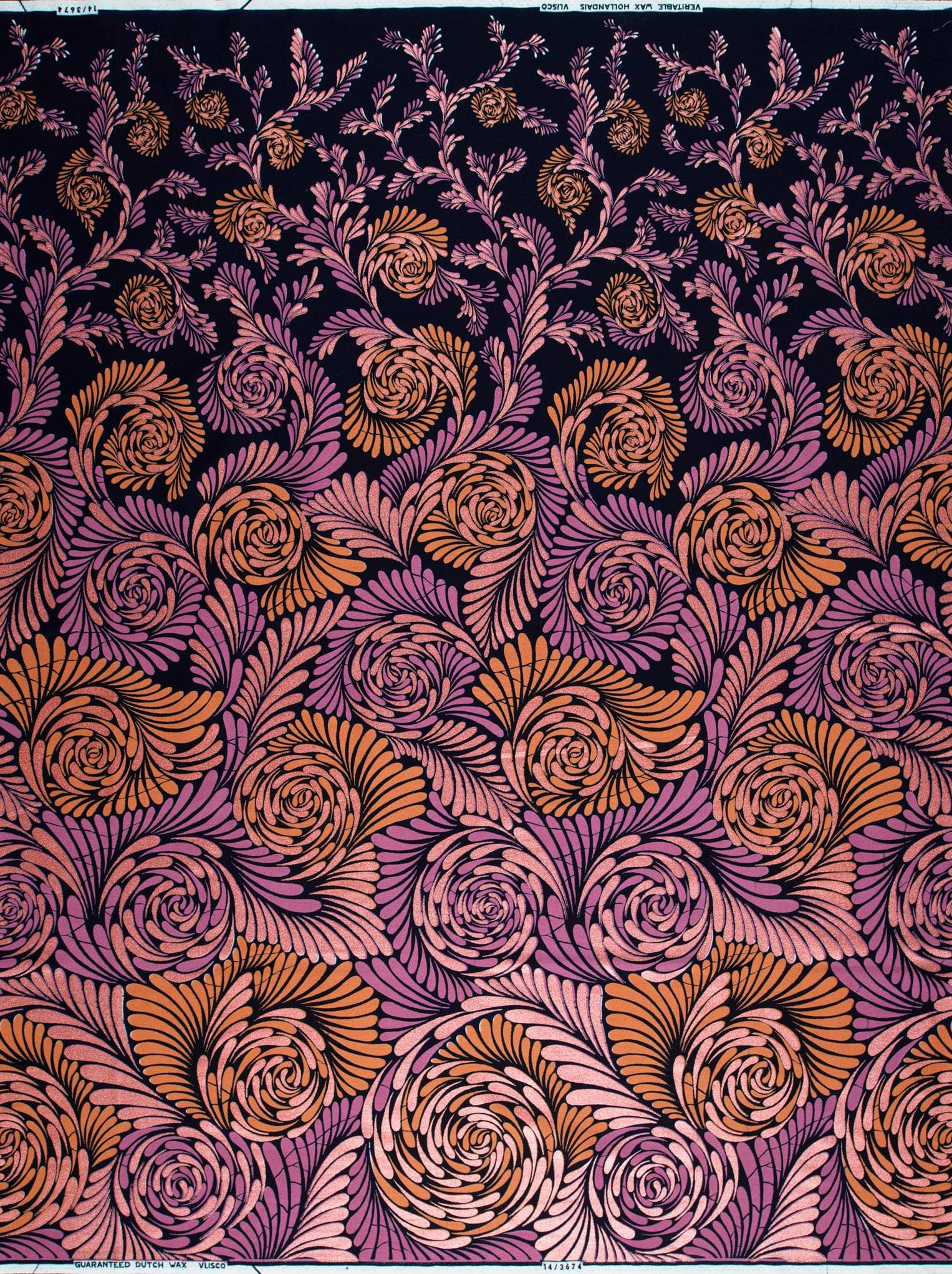 Vibrant purple orange floral-patterned fabric wax hollandais vl03674.012