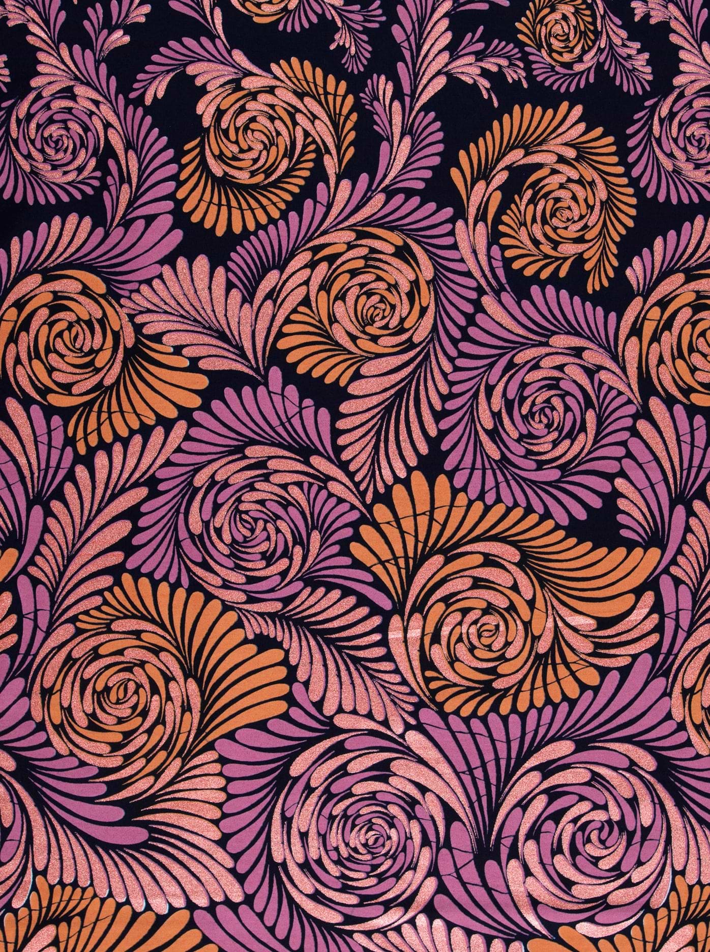 Vibrant purple orange floral patterned wax hollandais vl03674.012