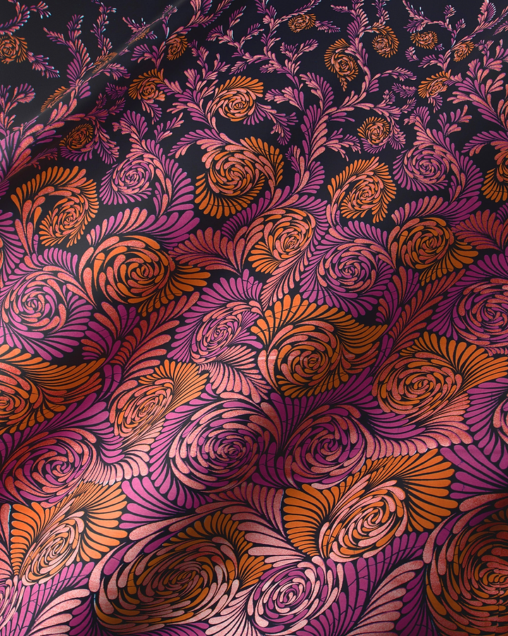 Vibrant purple orange floral fabric wax hollandais vl03674.012