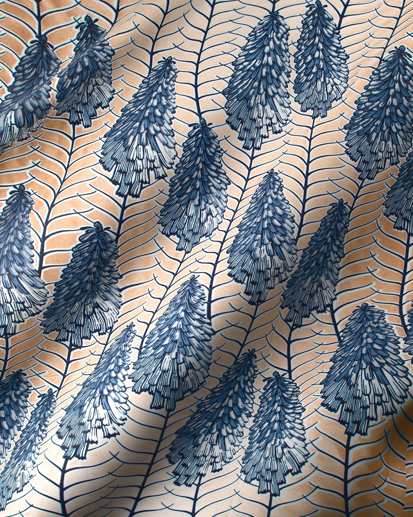 Soft peach-colored fabric pattern stylized wax glitterglam