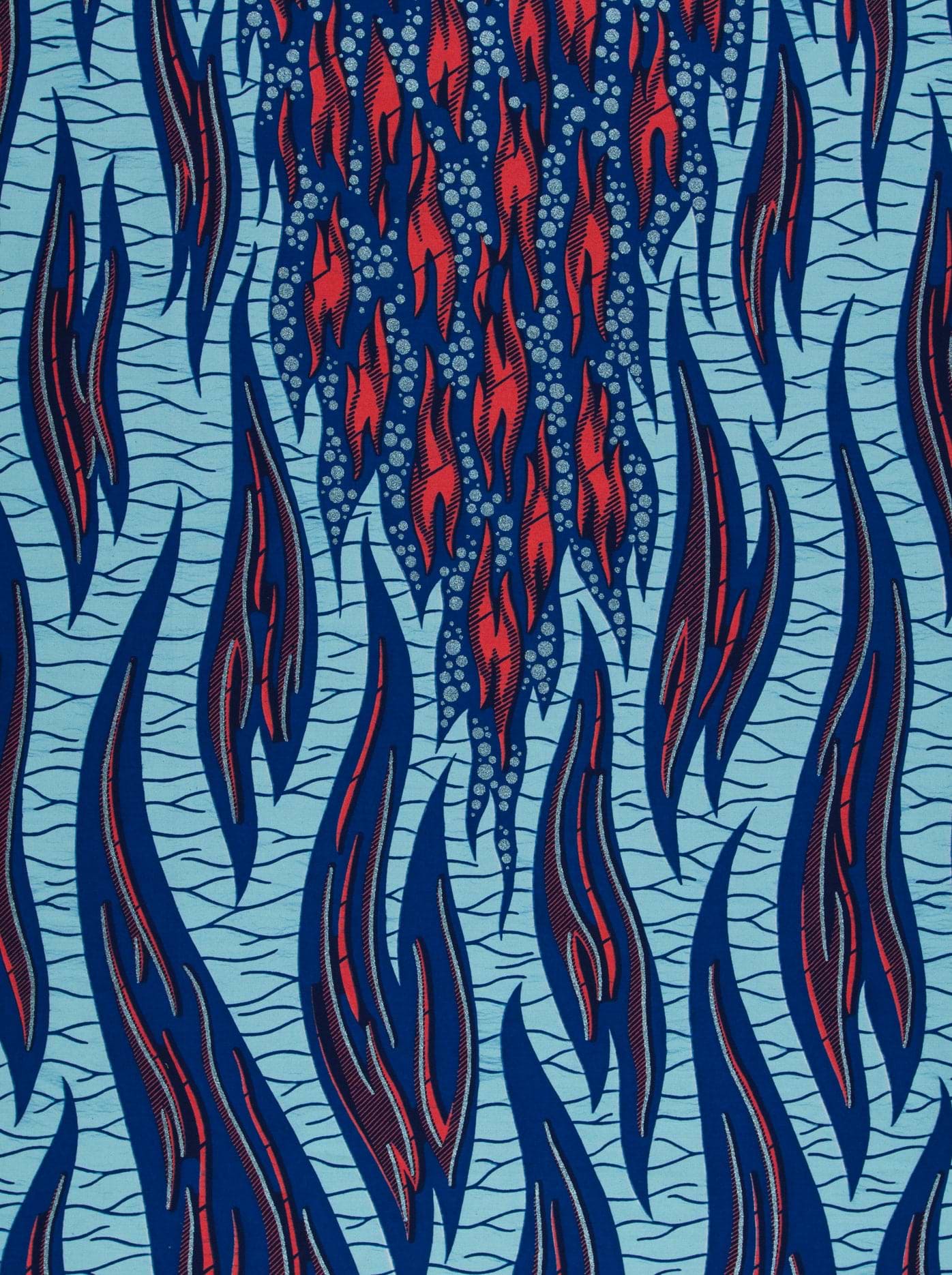 Abstract blue and red patterned fabric for Wax Hollandais African fabric VL03738.009