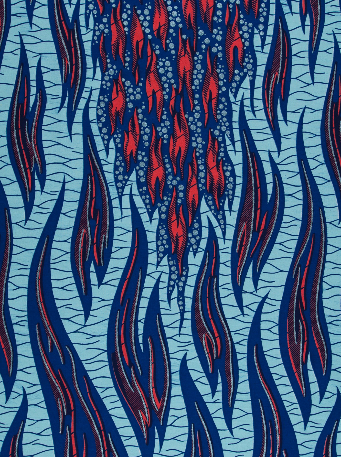 Abstract blue and red patterned fabric for Wax Hollandais African fabric VL03738.009