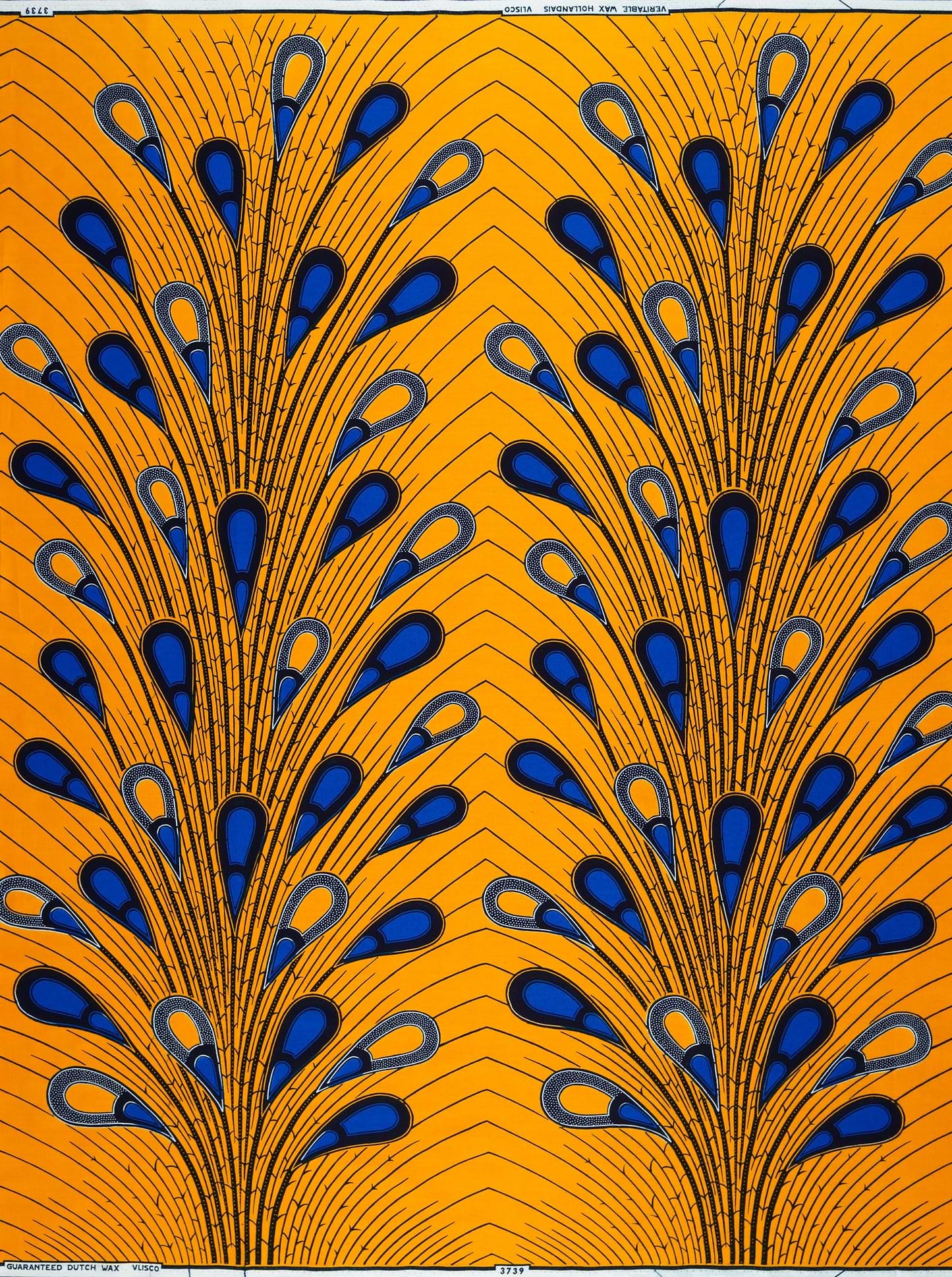 Vibrant orange fabric bold blue wax hollandais vl03739.128