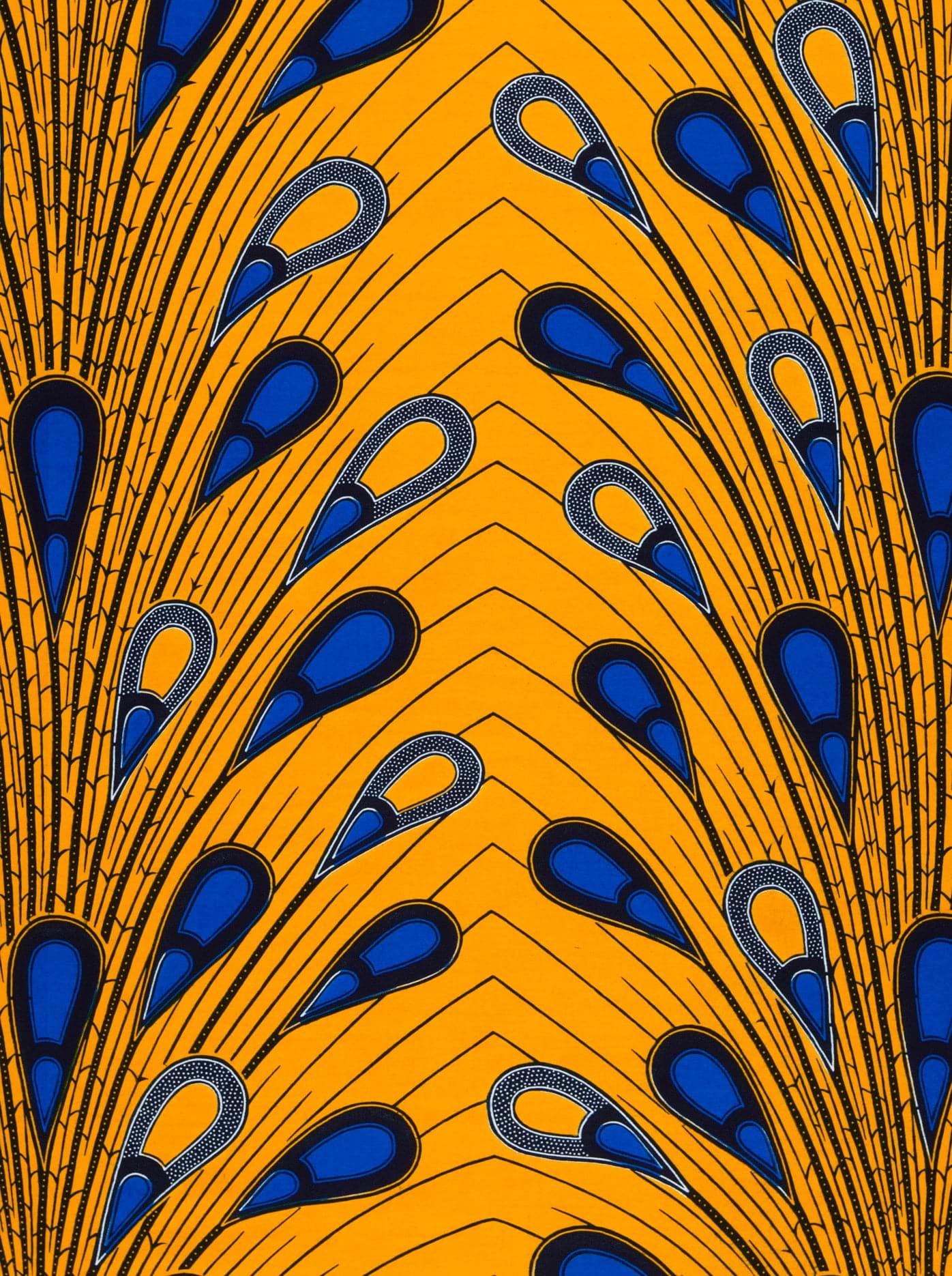 Vibrant orange fabric bold blue wax hollandais vl03739.128