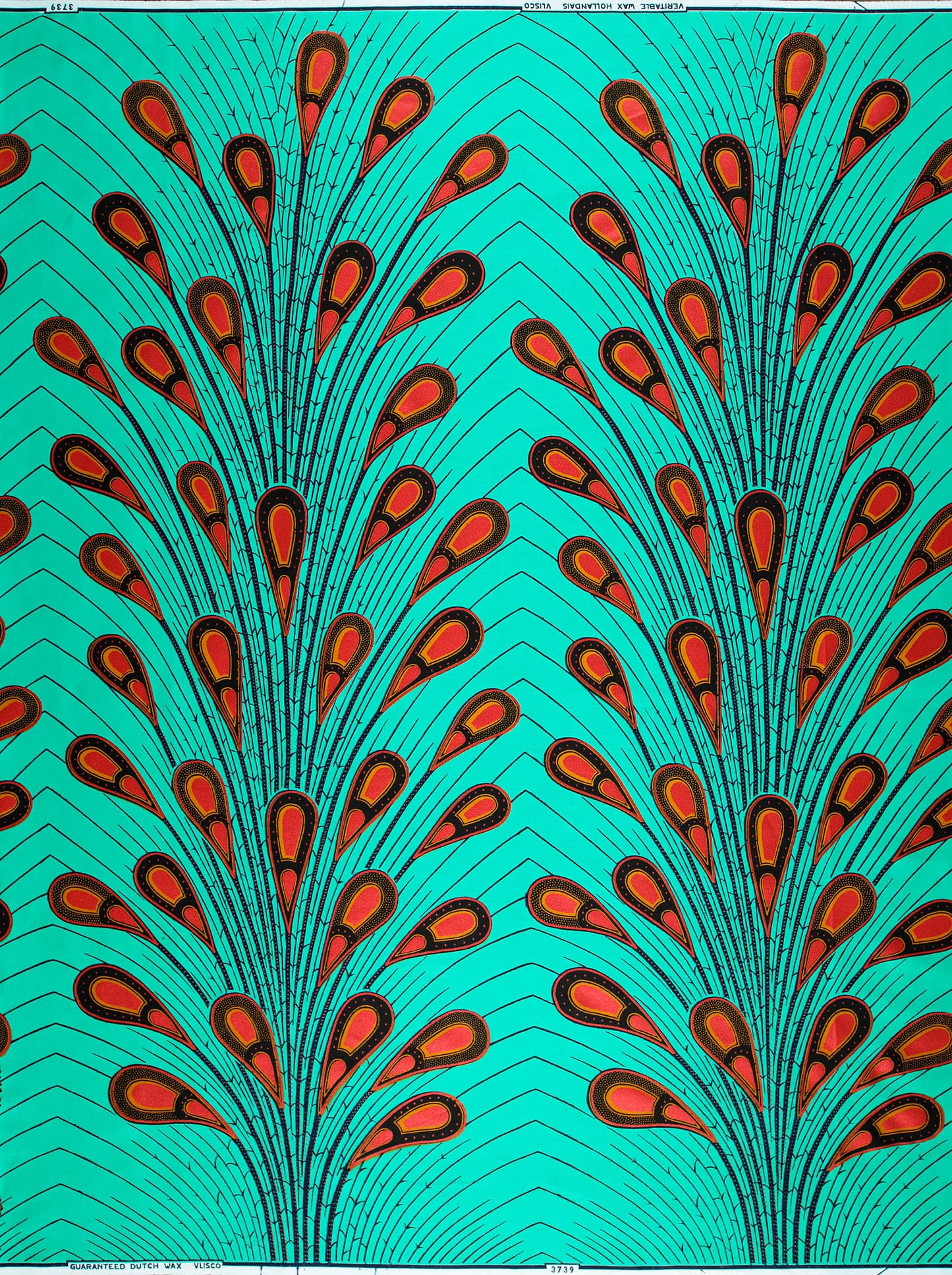 Vibrant turquoise fabric bold peacock wax hollandais vl03739.142
