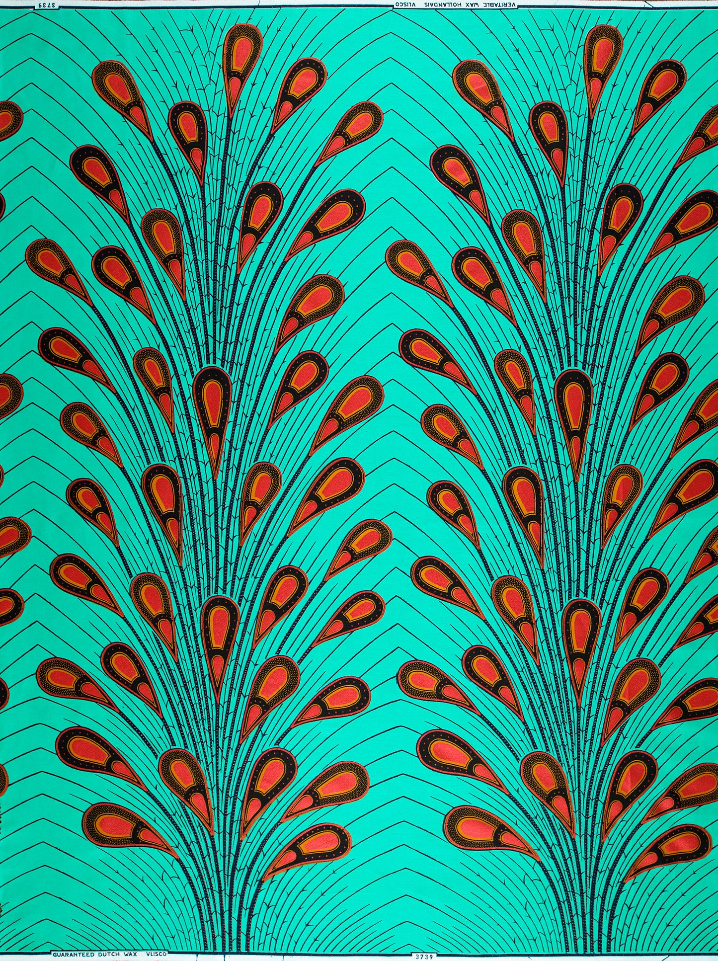 Vibrant turquoise fabric bold peacock wax hollandais vl03739.142